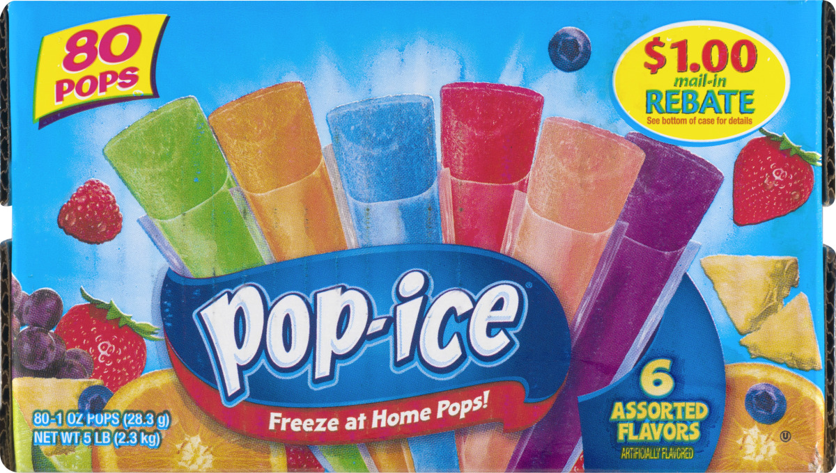 Pop-Ice Freeze Pops Assorted Flavors - 80 CT Pop-Ice(72392700806 ...