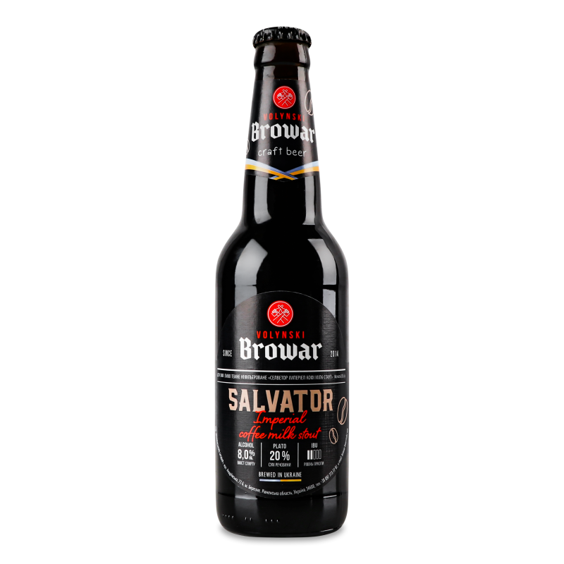Пиво Селветор темне нефільтроване 8% 0,35л скло Волинський бровар