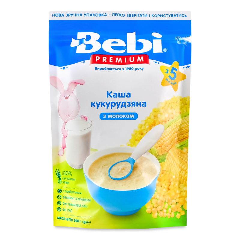 Каша молочна Premium кукурудзяна від 5місяців 200г зіп/пакет Bebi