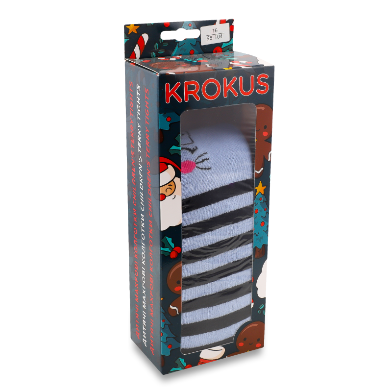 Колготи дитячі Котик з короною сині махрові р.16 Krokus