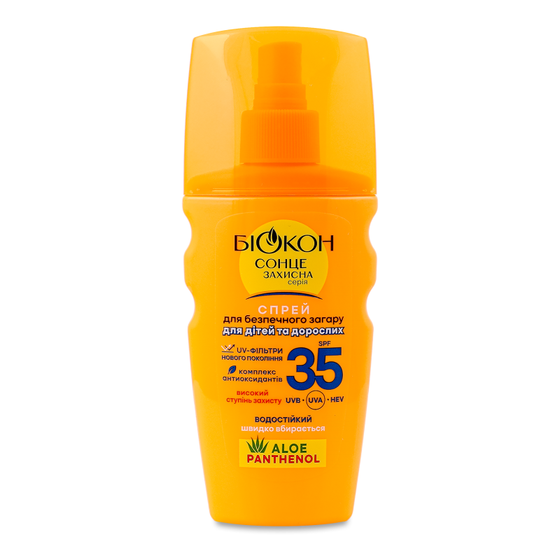 Спрей д/безпечної засмаги з пантенолом SPF35 160мл Біокон