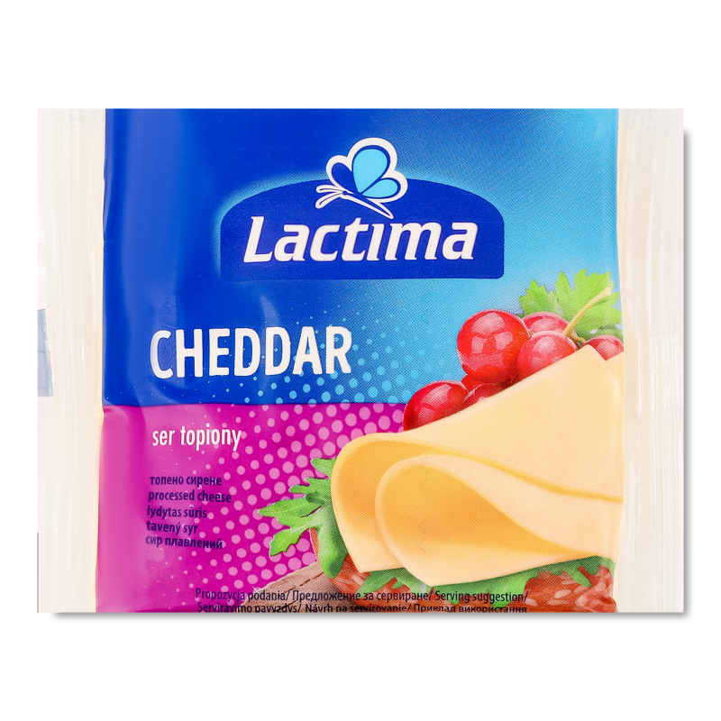Сир плавлений Чеддар скибками 36,2% 130г Lactima