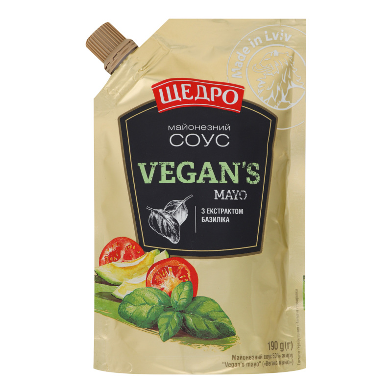 Соус майонезний 50% з екстрактом базиліка Vegan's Mayo Щедро д/п