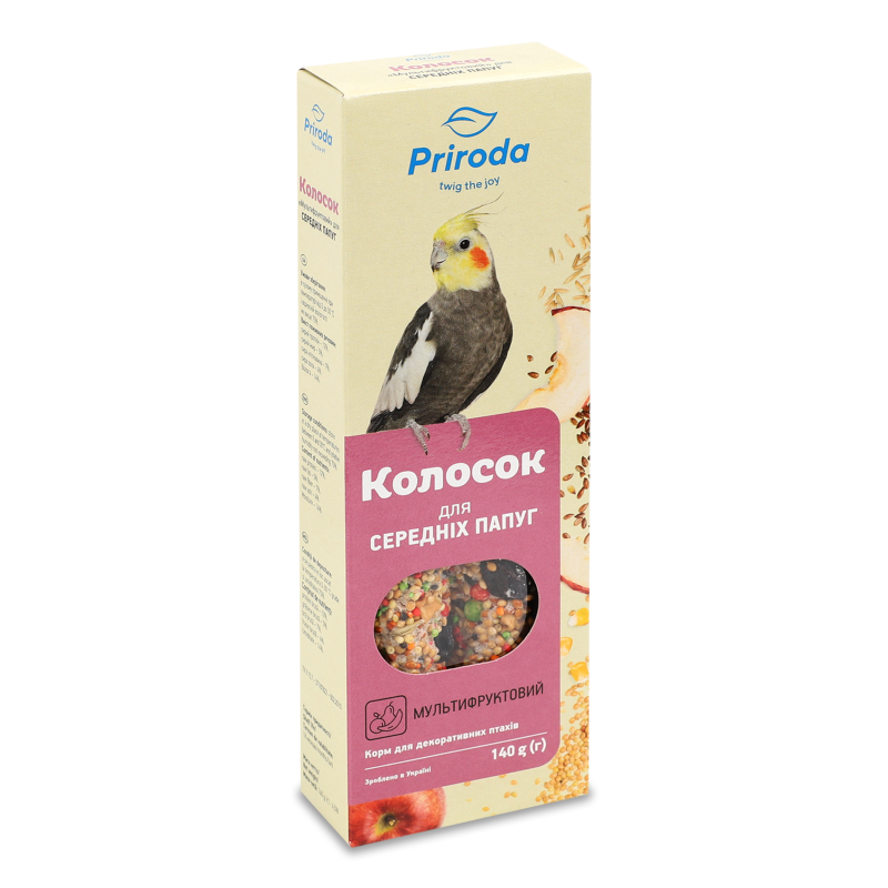 Ласощі д/середніх папуг Колосок мультифрукт 140г Природа