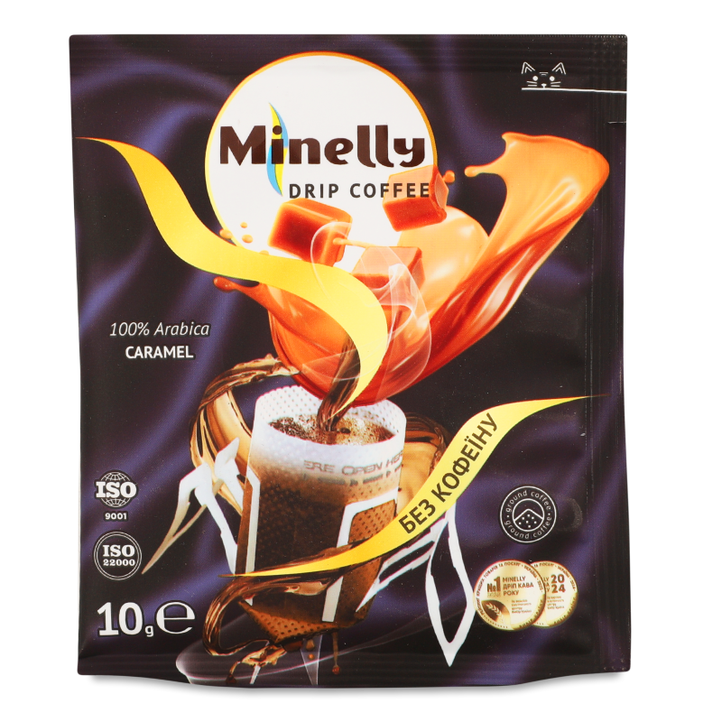 Кава Caramel мелена смажена без кофеїну 10г в дріпах Minelly