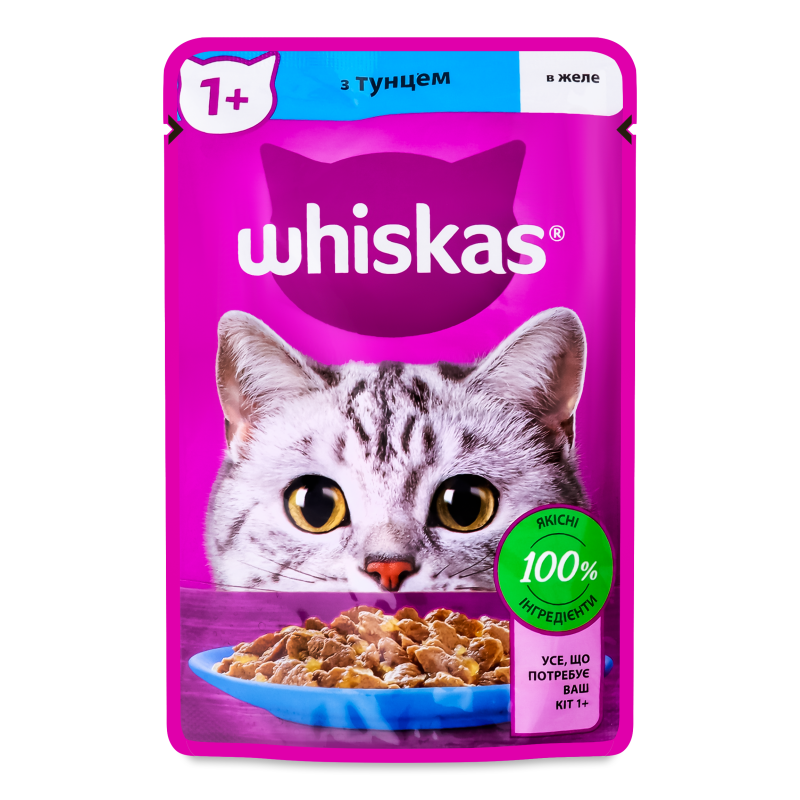 Корм д/дорослих котів з тунцем в желе 85г пауч Whiskas
