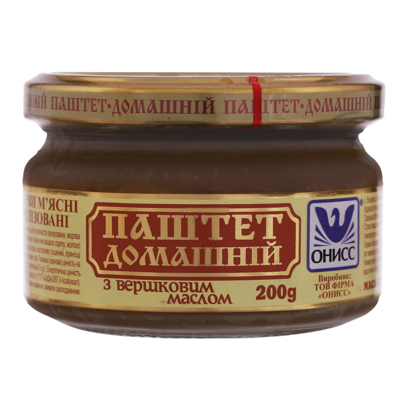 Паштет Онисс Домашній з вершковим маслом с/б 200г х24 Онисс ...