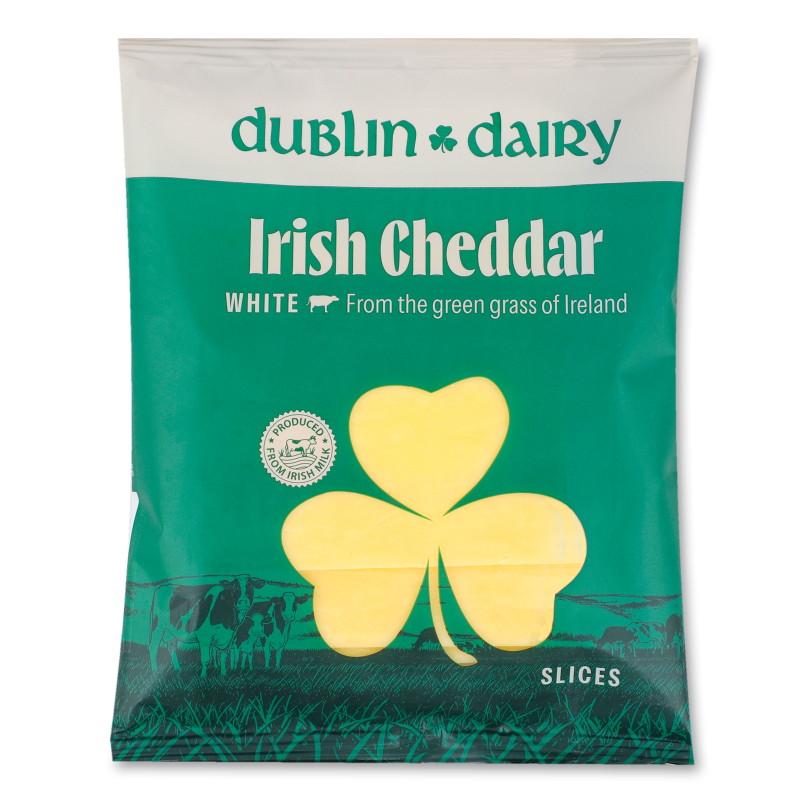 Сир Чеддер білий 48% нарізка 150г Дублін Дейрі