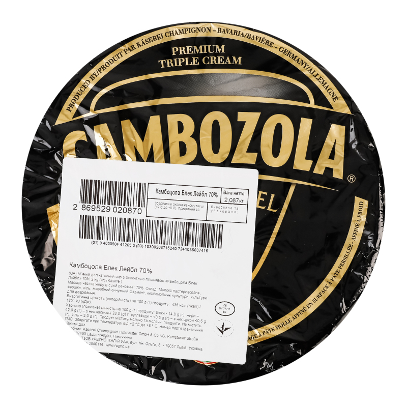 Сир 70% м'який з блакитною пліснявою Cambozola Black Label Kaserei Сhampignon кг