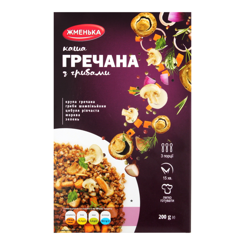 Концентрат сухий Каша гречана з грибами Жменька к/у