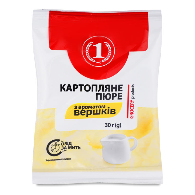 Пюре картопляне швидкого приготування з ароматом вершків 30г ТМ “1”