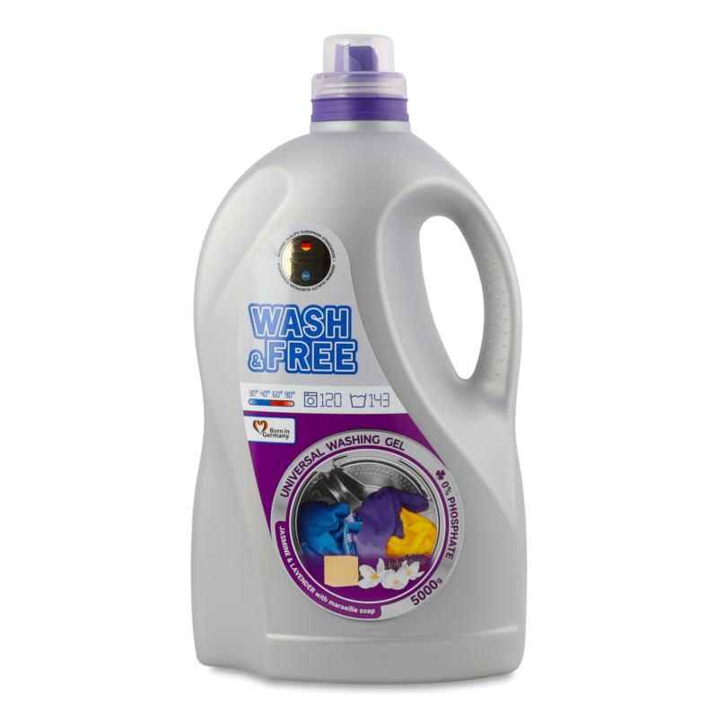 Гель д/прання універсальний з марсельським милом лавандою та жасмином 5000г Вош енд Фрі