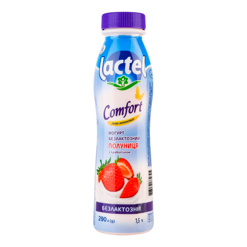 Йогурт 1.5% безлактозний з пребіотиком Полуниця Comfort Lactel п/пл