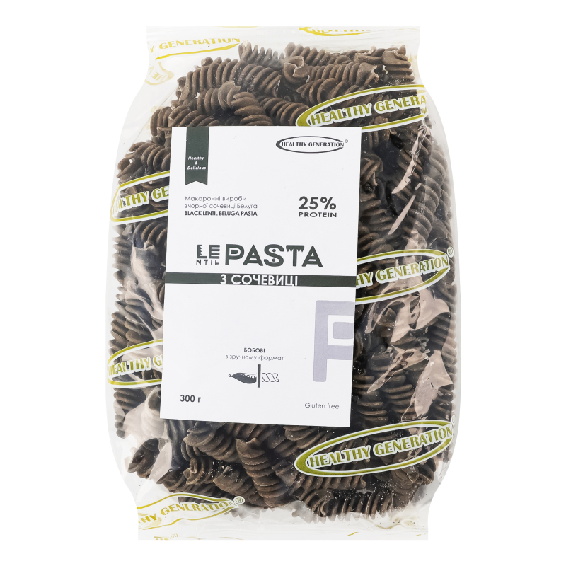 Вироби макаронні з чорної сочевиці Белуга Lentil Pasta Healthy Generation м/у