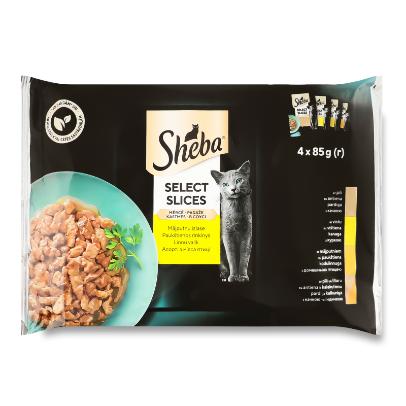 Корм д/дорослих котів Асорті з м’яса птиці в соусі 4*85г пауч Sheba