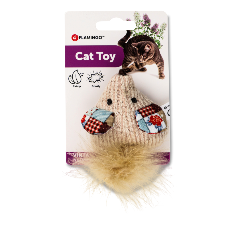 Іграшка д/котів Вінта Мишка з пір’ям 11см Flamingo