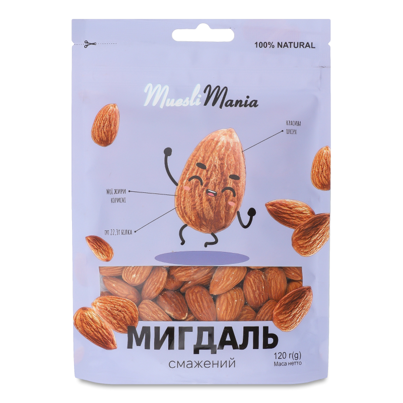 Мигдаль смажений 120г д/п Muesli Mania