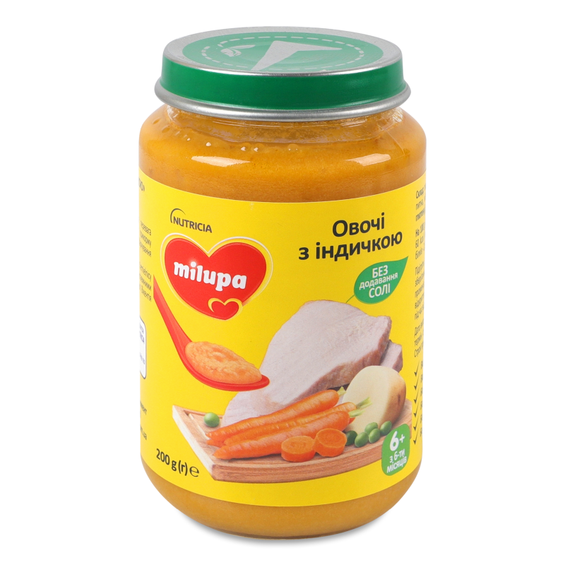Пюре дитяче Овочі з індичкою від 6місяців 200г твіст/б Milupa