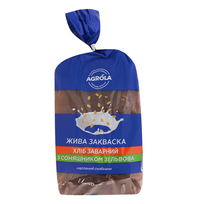 Хліб нарізний на заквасках заварний з соняшником зі Львова Agrola м/у