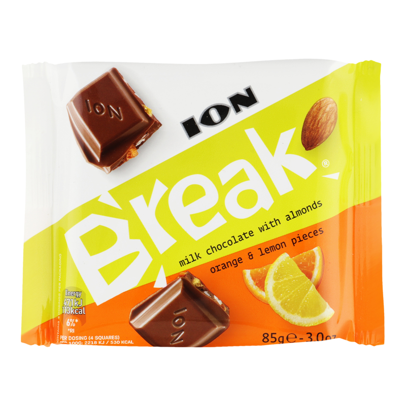 Шоколад молочный Almonds Orange&Lemon pieces Break м/у 85г Break ...