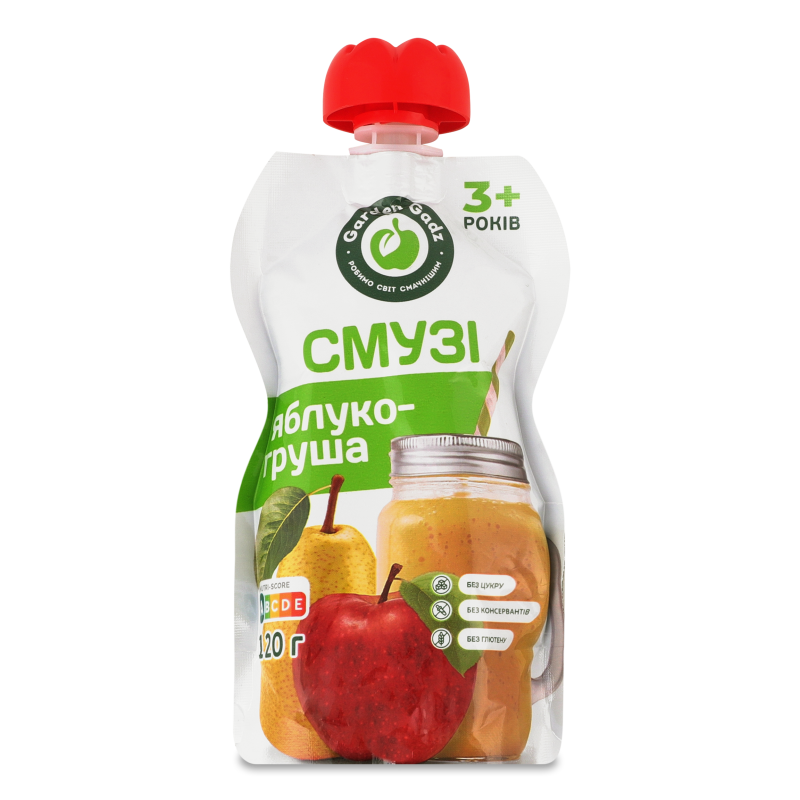 Пюре фруктове Смузі Яблуко-груша 120г пауч Garden Gadz