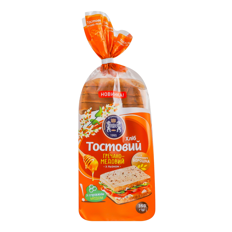 Хліб нарізний тостовий з льоном Гречано-медовий Кулиничі м/у
