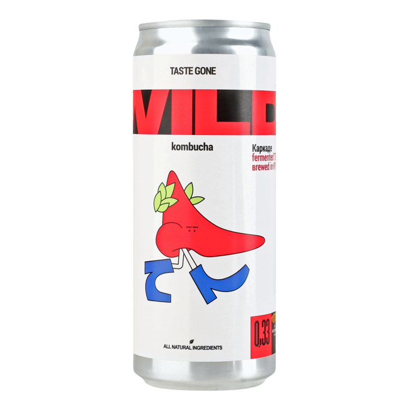 Напій газований ферментований непастеризований Каркаде Комбуча Wild Kombucha з/б