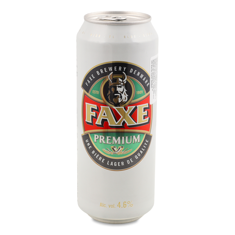 Пиво Premium світле 4,6% 0,5л ж/б Faxe