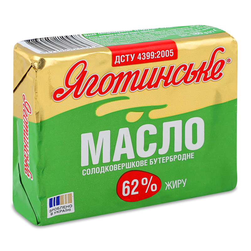 Масло бутербродне солодковершкове 62% 180г Яготинське