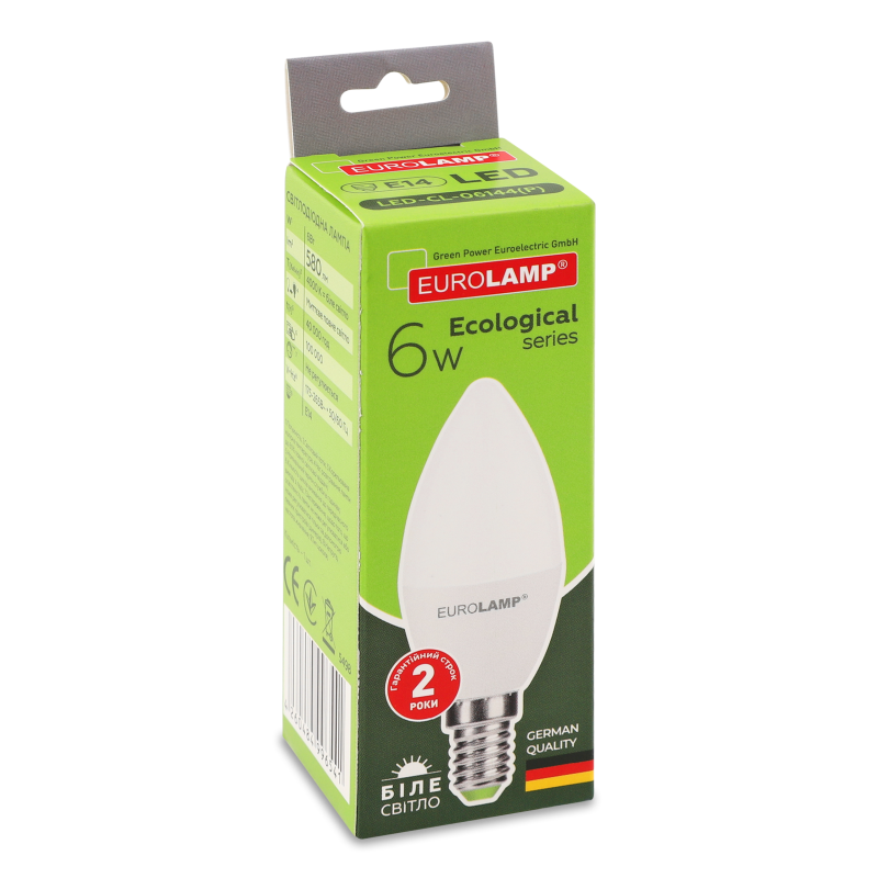 Лампа Еко LED CL 6W E14 4000K Eurolamp