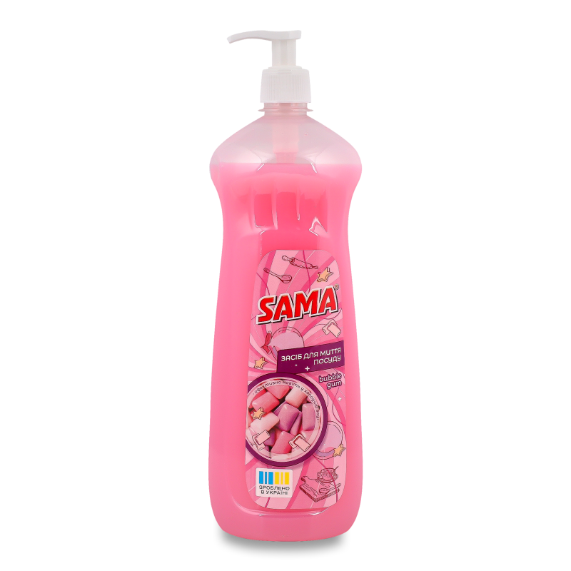 Засіб д/миття посуду Bubble gum 1000г з дозатором Sama
