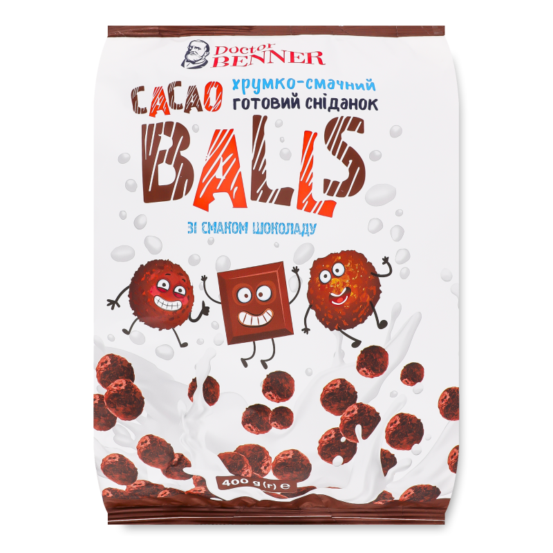 Сніданок сухий Кульки Какао боллс з смаком шоколаду 400г Др.Беннер