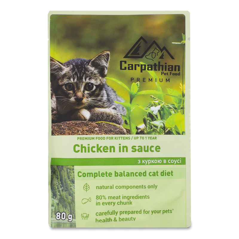 Корм д/кошенят з куркою в соусі 80г пауч Карпатіан Пет Фуд