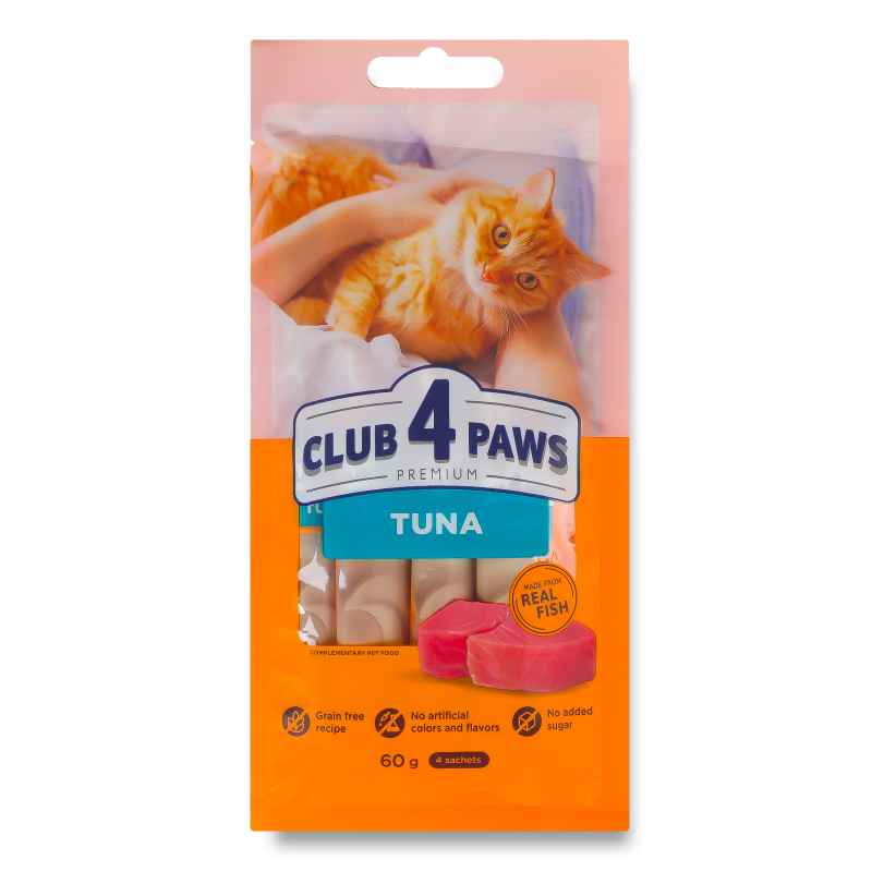 Ласощі д/котів Premium Тунець кремові 60г Club 4 Paws