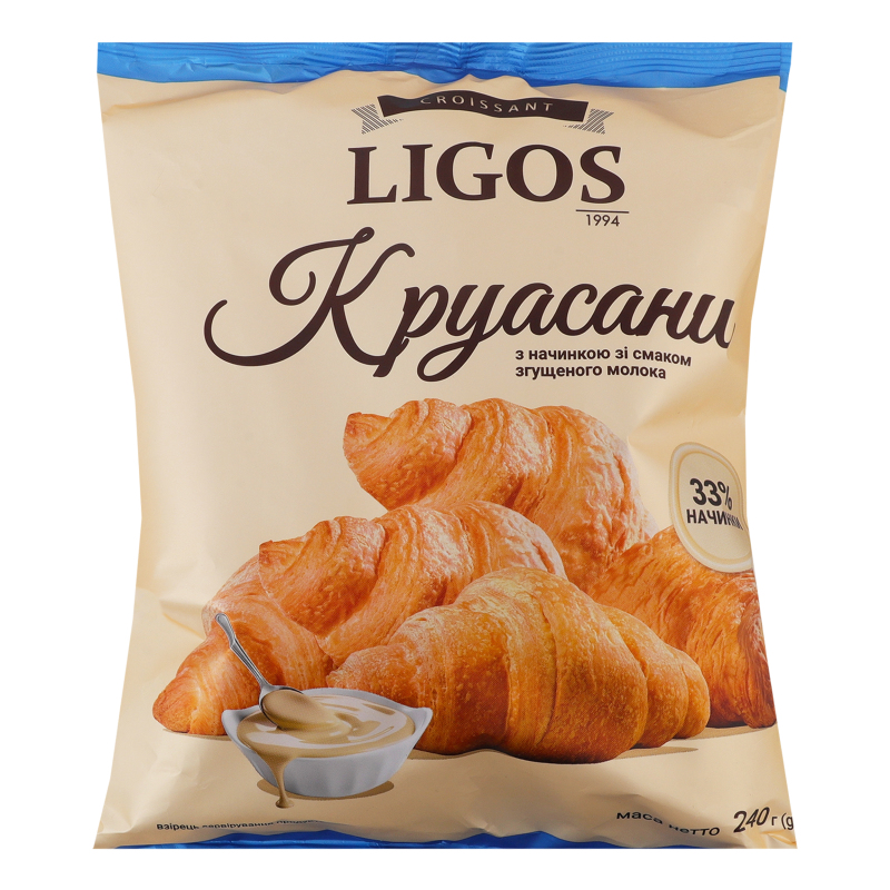 Круасани з начинкою зі смаком згущеного молока Ligos м/у