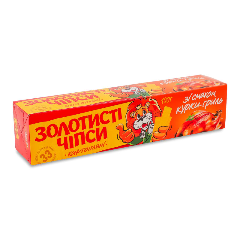 Чипси з смаком курки-гриль 100г Золотисті