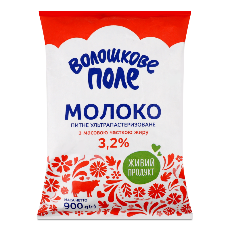 Молоко ультрапастеризоване 3,2% 900г т/фіно Волошкове поле