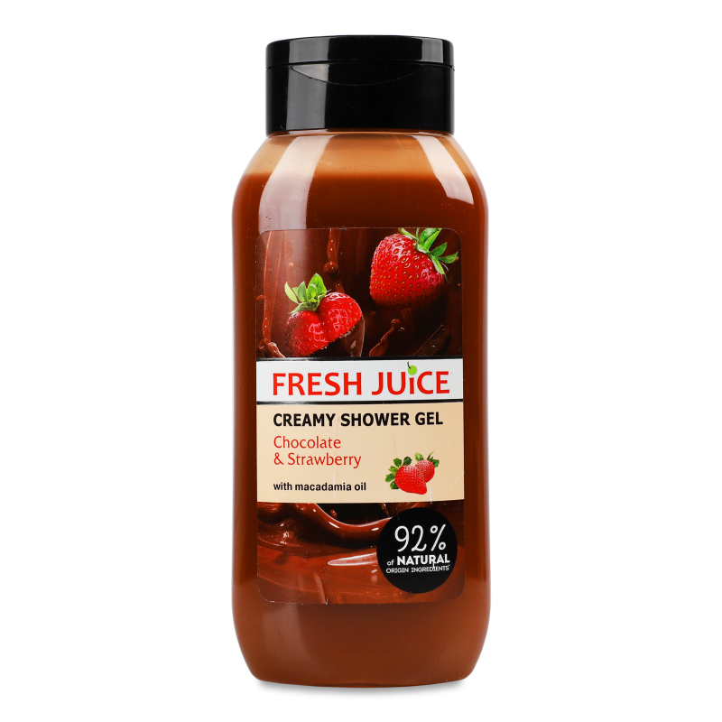 Гель д/душу Шоколад та полуниця з маслом макадаміі 400мл Фреш джус