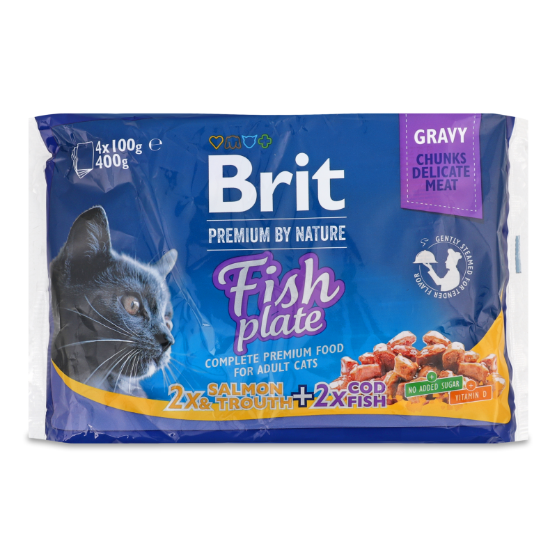 Корм д/котів Рибна тарілка 4*100г арт100276/506248 Бріт преміум