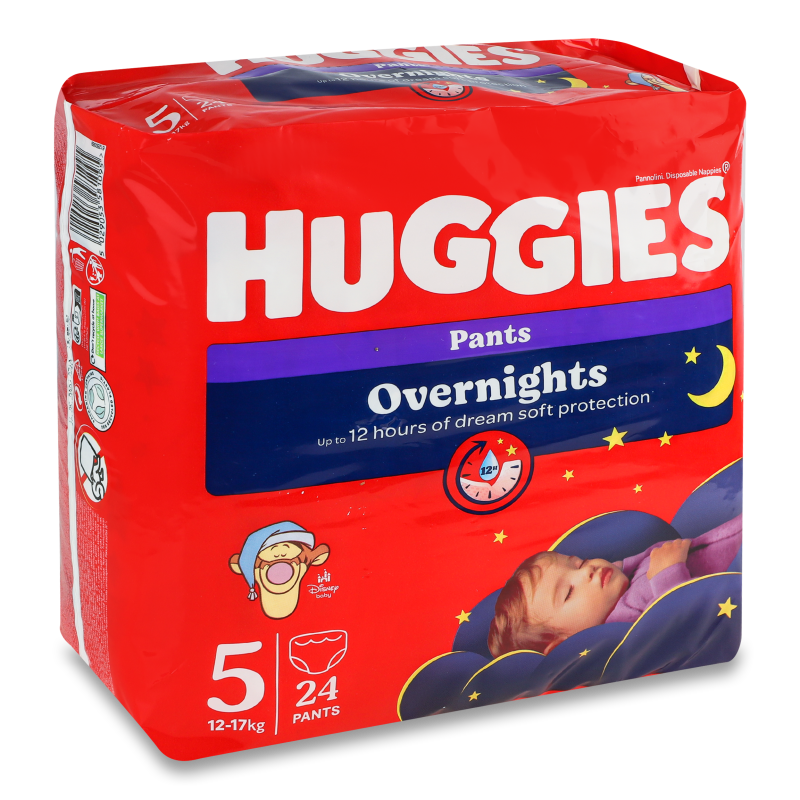 Підгузники-трусики Overnights 5 12-17кг 24шт Huggies