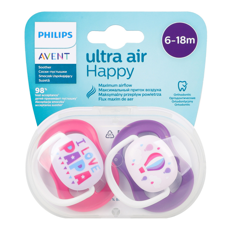 Пустышка для детей 6-18мес №SCF080/04 Happy Ultra air Avent 2шт Avent ...