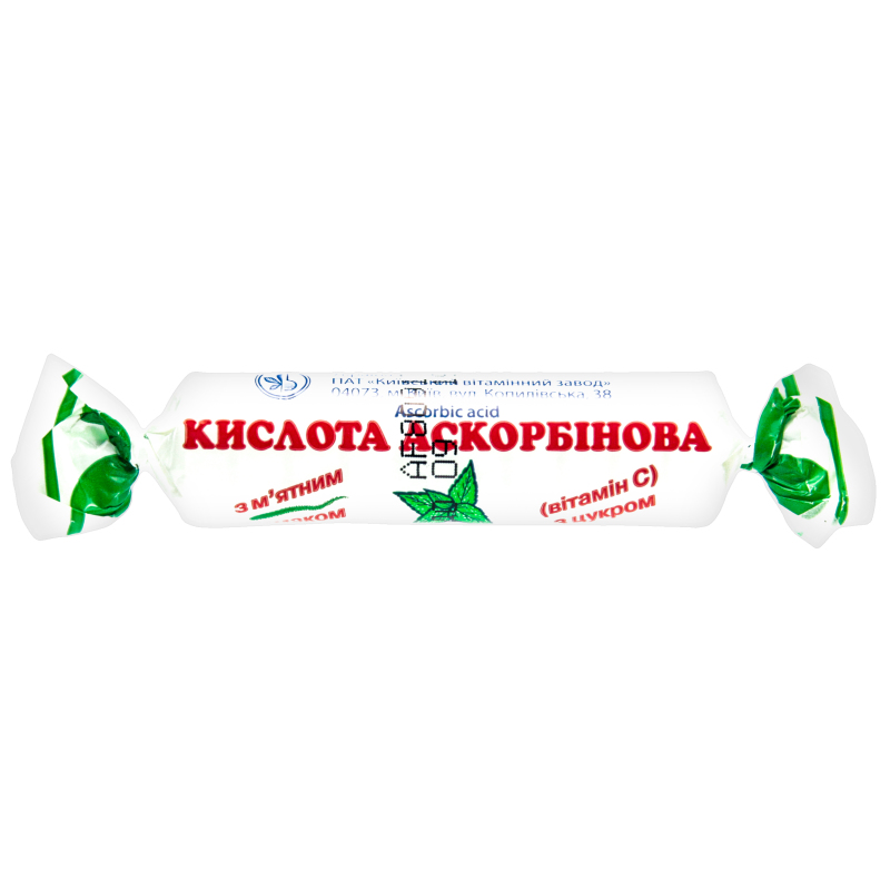 Аскорбиновая кислота с сах.табл.с мятн.вкусом 0.025г в уп №10 табл 0.025г, №10 (4820011181996)