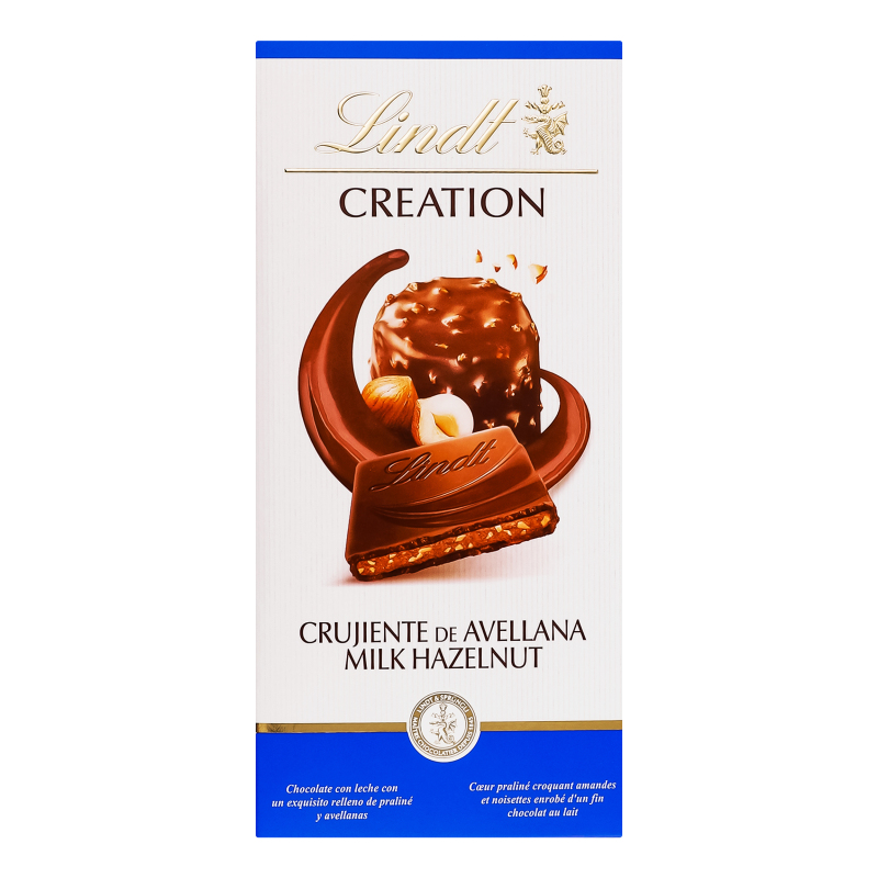 Шоколад молочний з начинкою з праліне та подрібненим фундуком Creation Lindt к/у