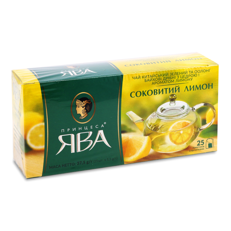 Чай Соковитий лимон зелений та оолонг 25*1,5г Принцеса Ява