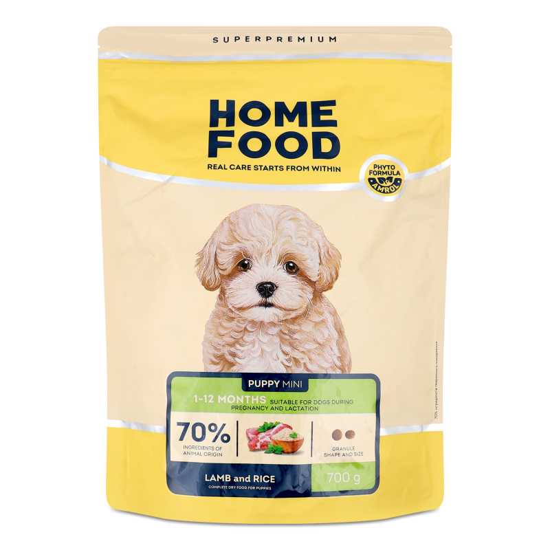 Корм д/цуценят малих порід Ягнятина з рисом сухий 700г Хоум Фуд