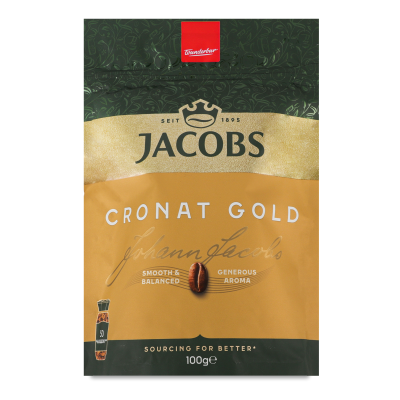 Кава Cronat Gold розчинна сублімована 100г економ пакет Jacobs