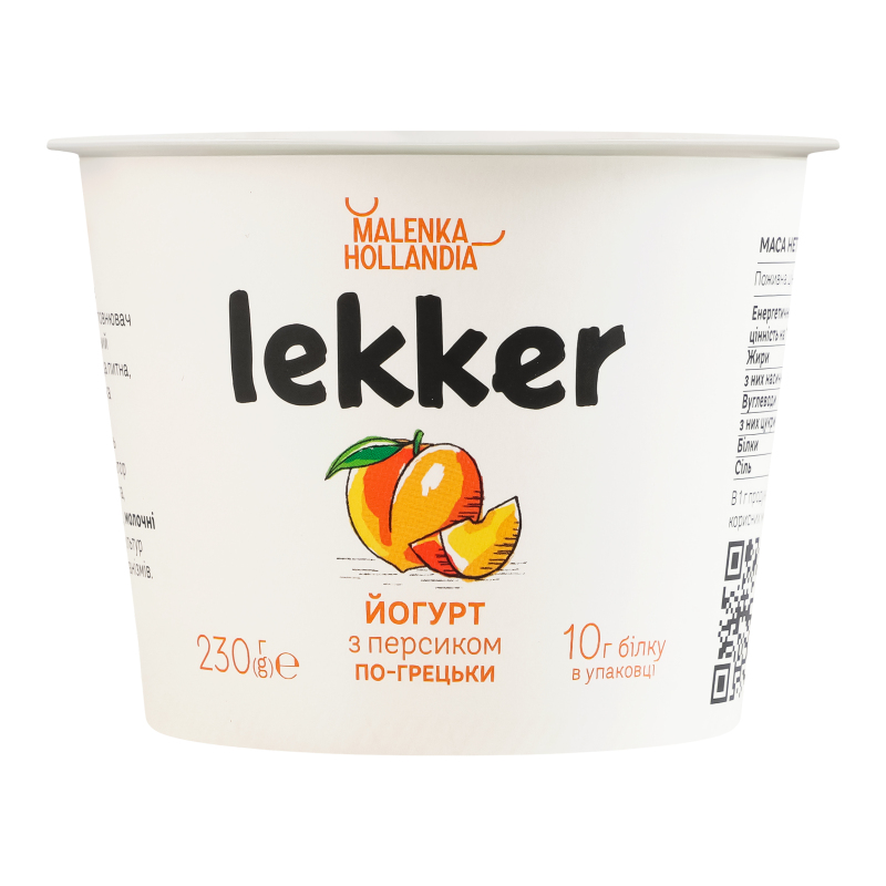 Йогурт 3% з наповнювачем фруктовим Персик По-грецьки Lekker ст
