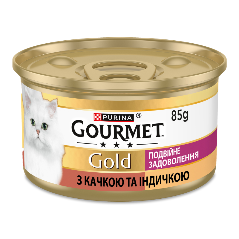 Корм д/котів з качкою та індичкою 85г ж/б Гурме