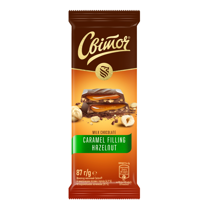 Шоколад молочний Caramel Filling Hazelnut Світоч м/у