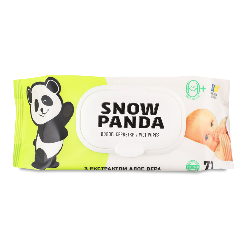 Серветки вологі д/немовлят з екстрактом алое вера 72шт з клапаном Snow Panda